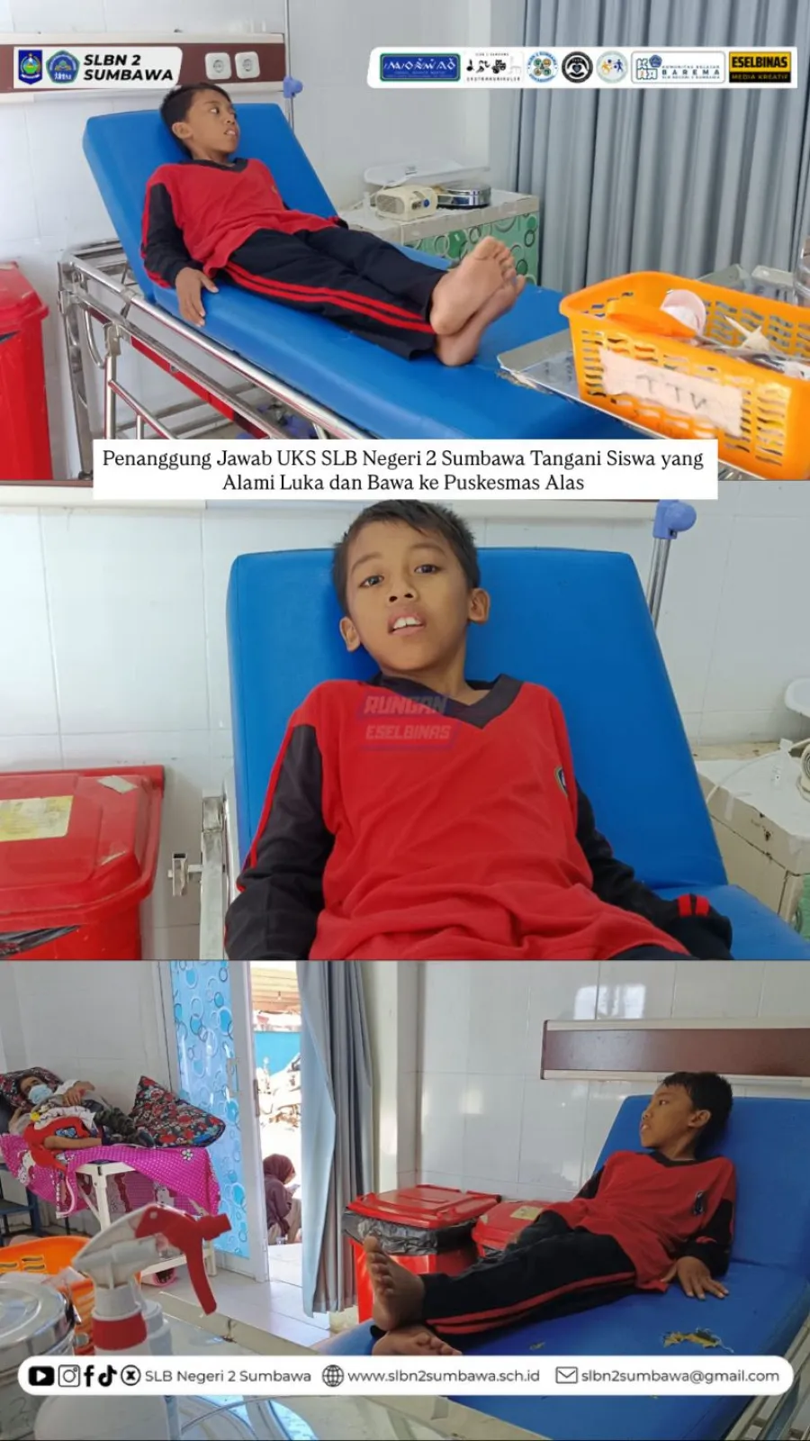 Penanggung Jawab UKS SLBN 2 Sumbawa Tangani Siswa yang Alami Luka dan Bawa ke Puskesmas Alas
