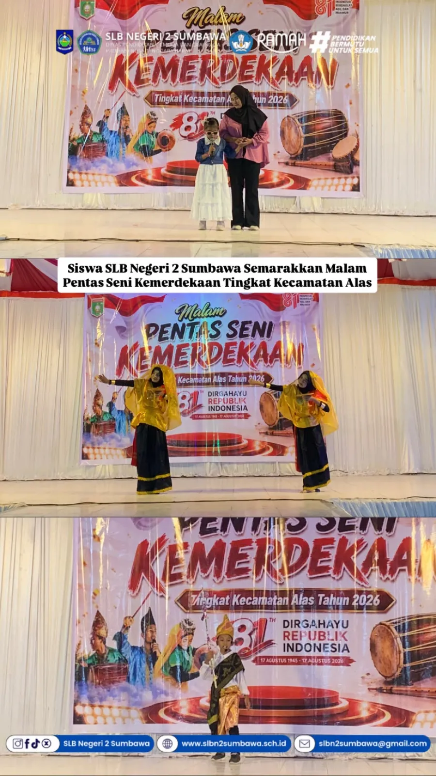 Siswa SLB Negeri 2 Sumbawa Semarakkan Malam Pentas Seni Kemerdekaan Tingkat Kecamatan Alas