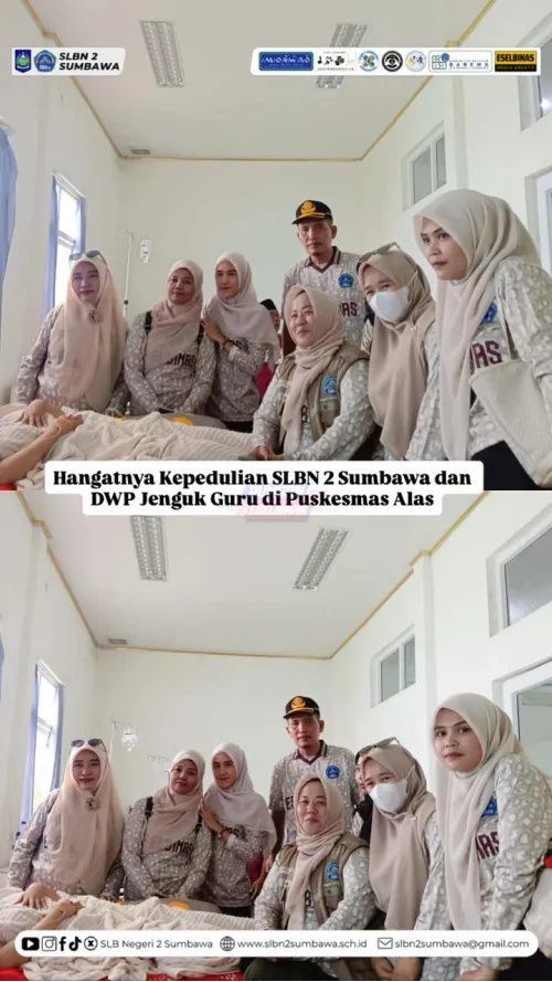 Hangatnya Kepedulian SLB Negeri 2 Sumbawa dan DWP Jenguk Guru di Puskesmas Alas
