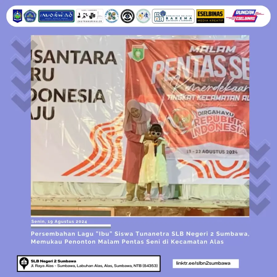 Persembahan Lagu Ibu dari Siswa Tunanetra SLB Negeri 2 Sumbawa, Memukau Penonton Malam Pentas Seni Kecamatan Alas