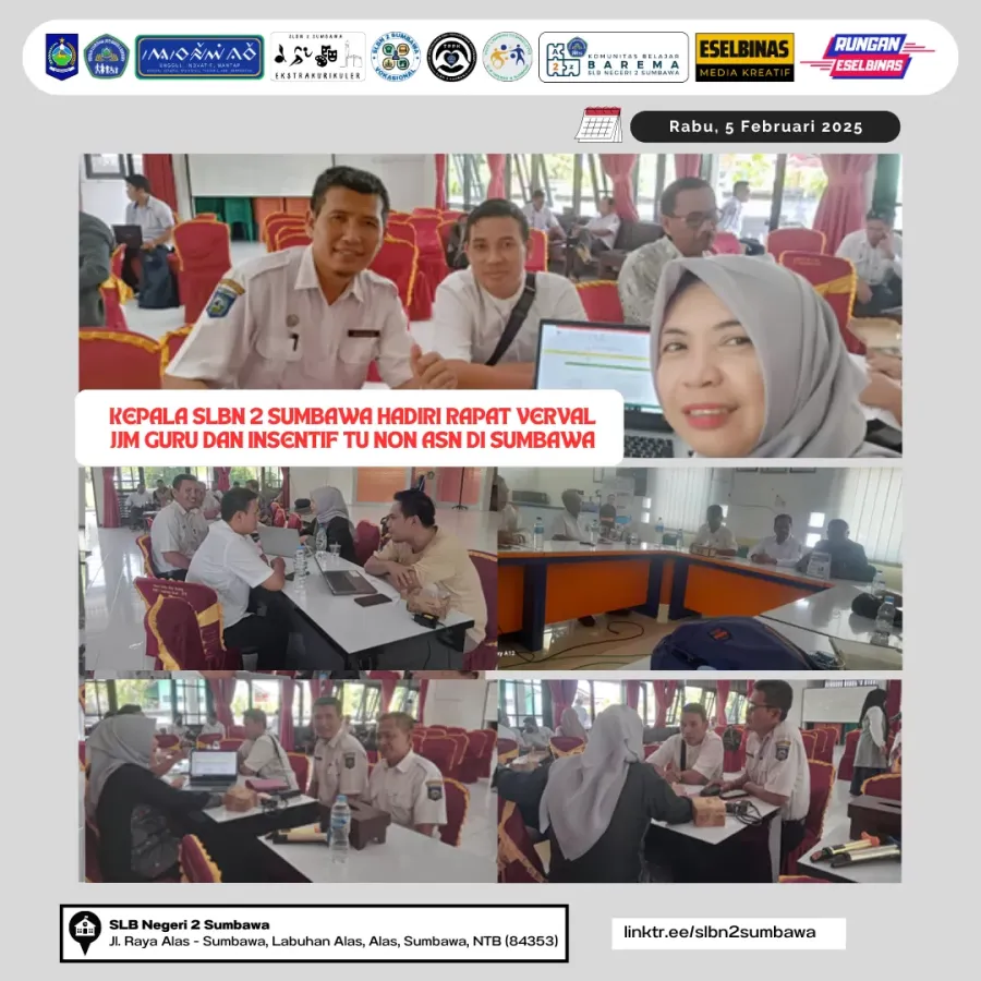Kepala SLBN 2 Sumbawa Hadiri Rapat Verval JJM Guru dan Insentif TU Non ASN di Sumbawa