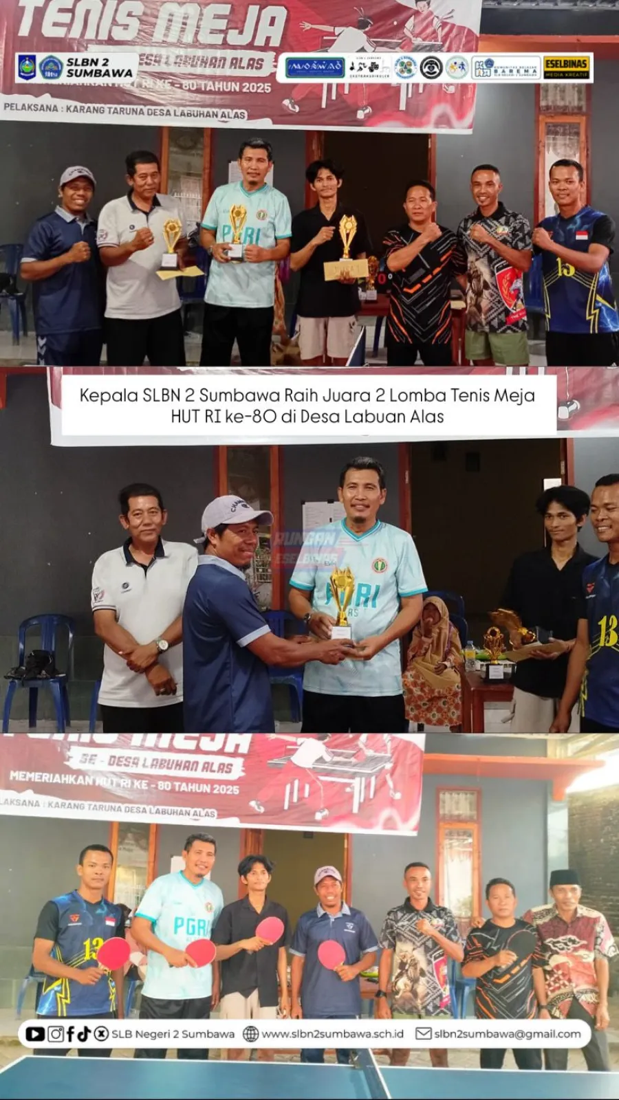 Kepala SLBN 2 Sumbawa Raih Juara 2 Lomba Tenis Meja HUT RI ke-80 di Desa Labuan Alas