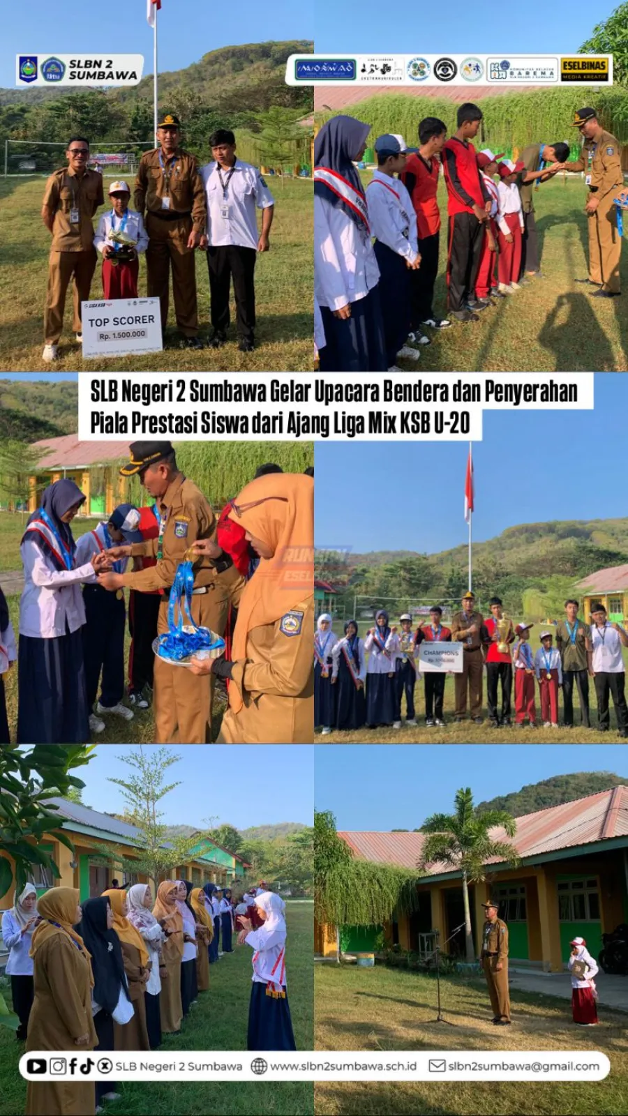 SLB Negeri 2 Sumbawa Gelar Upacara Bendera dan Penyerahan Piala Prestasi Siswa dari Ajang Liga Mix KSB U-20