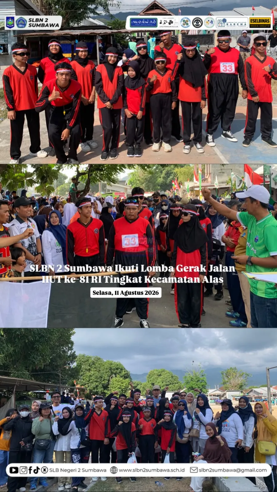 SLBN 2 Sumbawa Ikuti Lomba Gerak Jalan HUT ke-81 RI Tingkat Kecamatan Alas