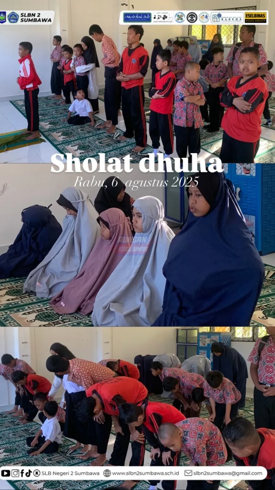 Sholat Dhuha Berjamaah di SLB Negeri 2 Sumbawa, Bentuk Karakter Religius Sejak Dini