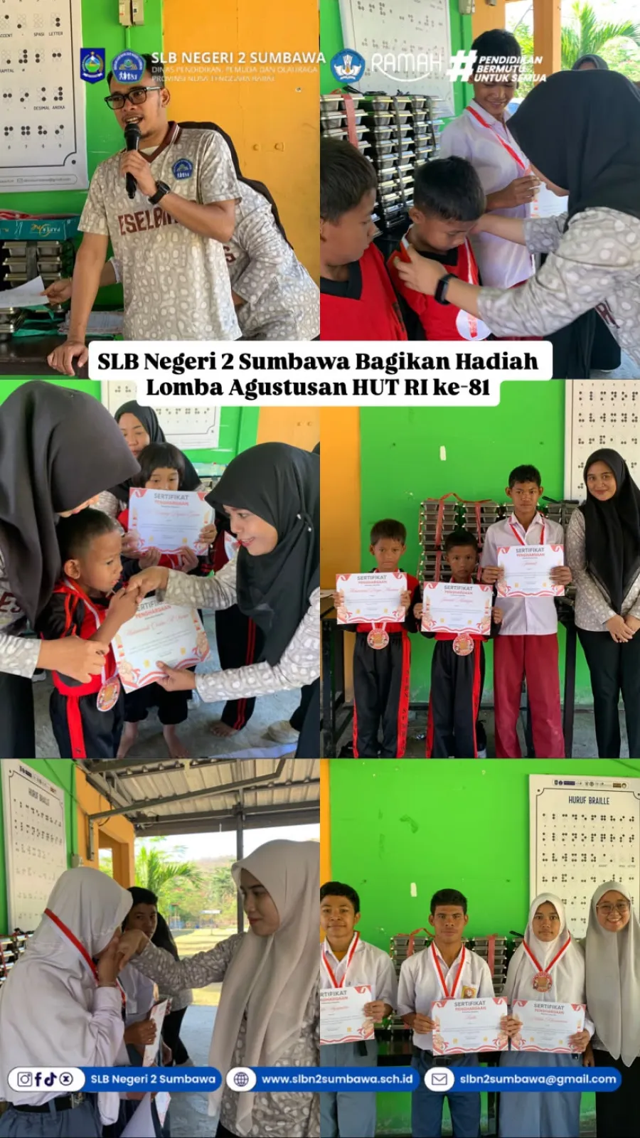 SLBN 2 Sumbawa Bagikan Hadiah Lomba Agustusan