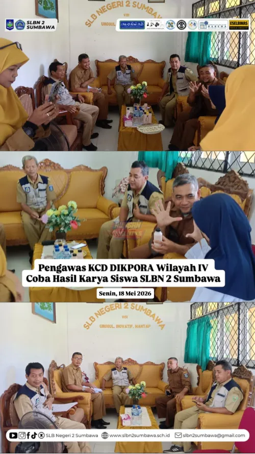 Pengawas KCD DIKPORA Wilayah IV Coba Hasil Karya Siswa SLBN 2 Sumbawa