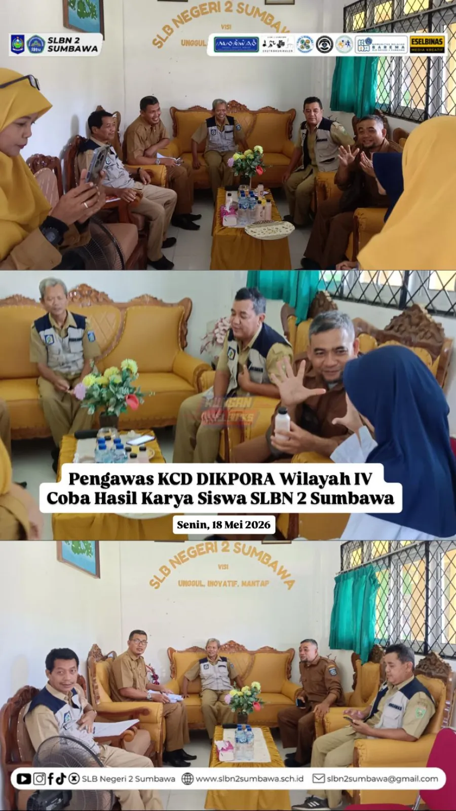 Pengawas KCD DIKPORA Wilayah IV Coba Hasil Karya Siswa SLBN 2 Sumbawa