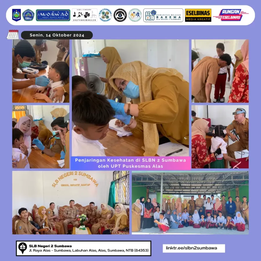 Penjaringan Kesehatan di SLBN 2 Sumbawa oleh UPT Puskesmas Alas