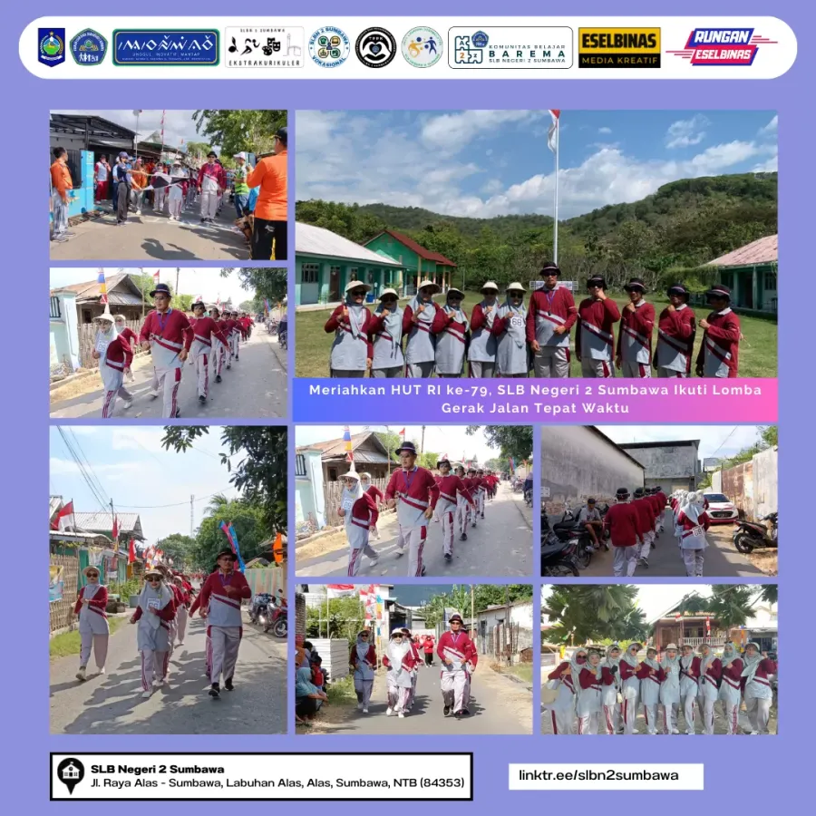 Meriahkan HUT RI ke-79, SLB Negeri 2 Sumbawa Ikuti Lomba Gerak Jalan Tepat Waktu