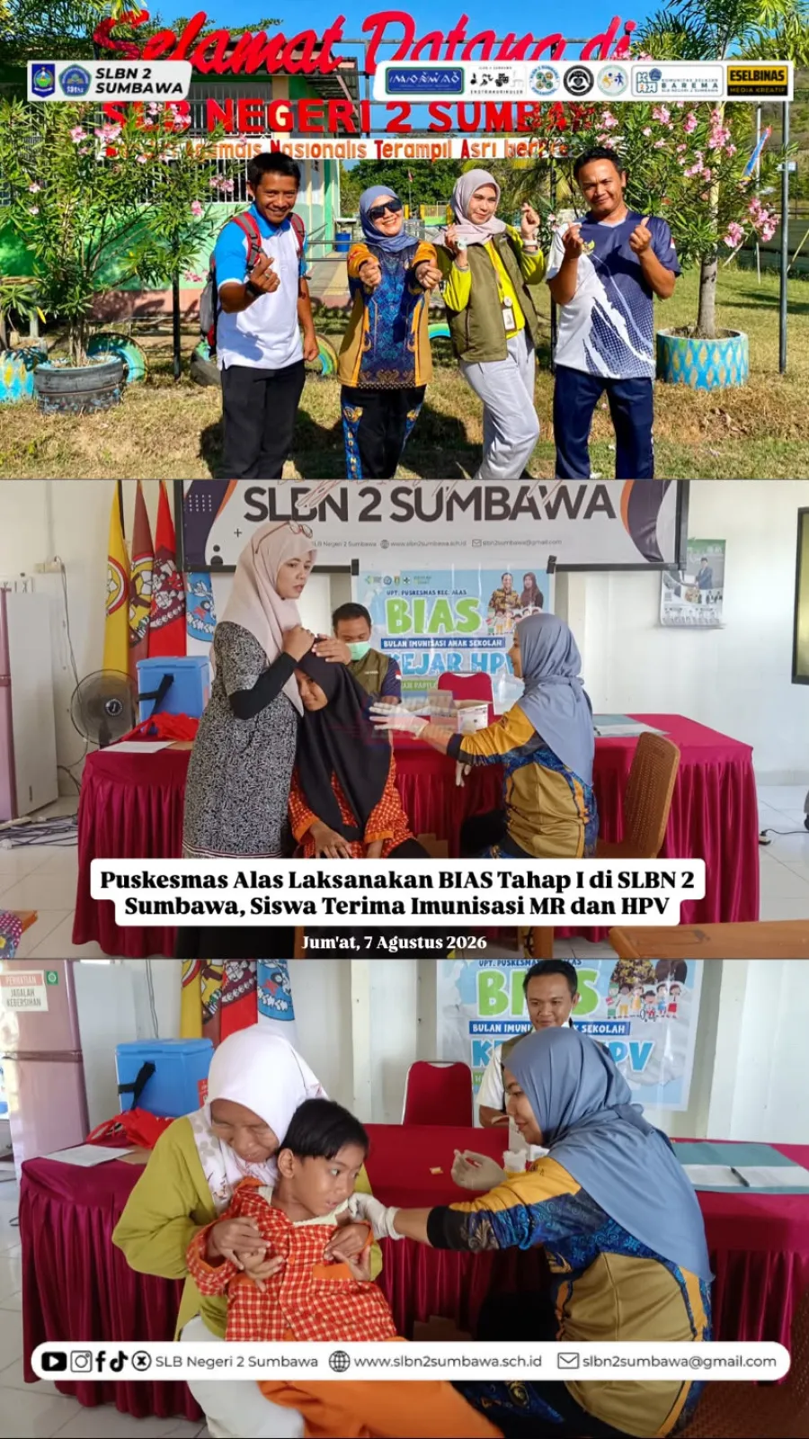 Puskesmas Alas Laksanakan BIAS Tahap I di SLB Negeri 2 Sumbawa Berikan Imunisasi MR dan HPV