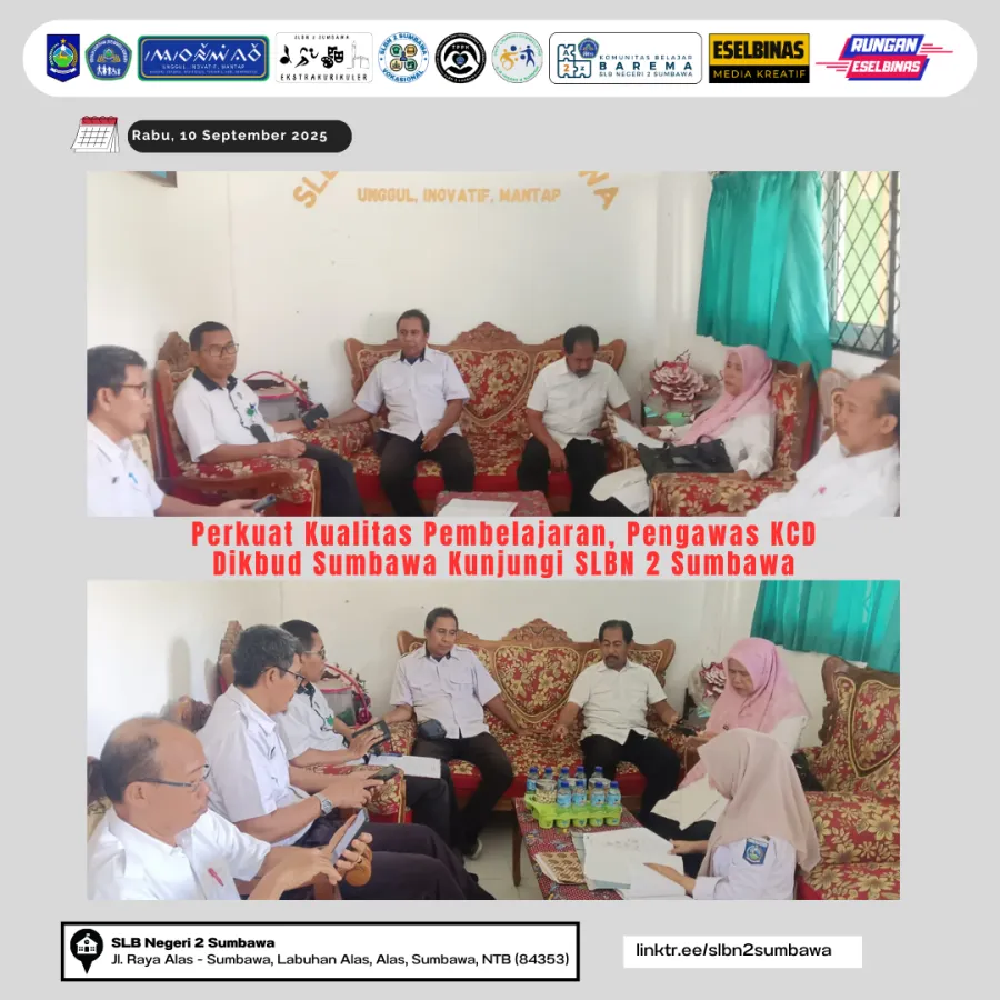 Perkuat Kualitas Pembelajaran, Pengawas KCD Dikbud Sumbawa Kunjungi SLB Negeri 2 Sumbawa