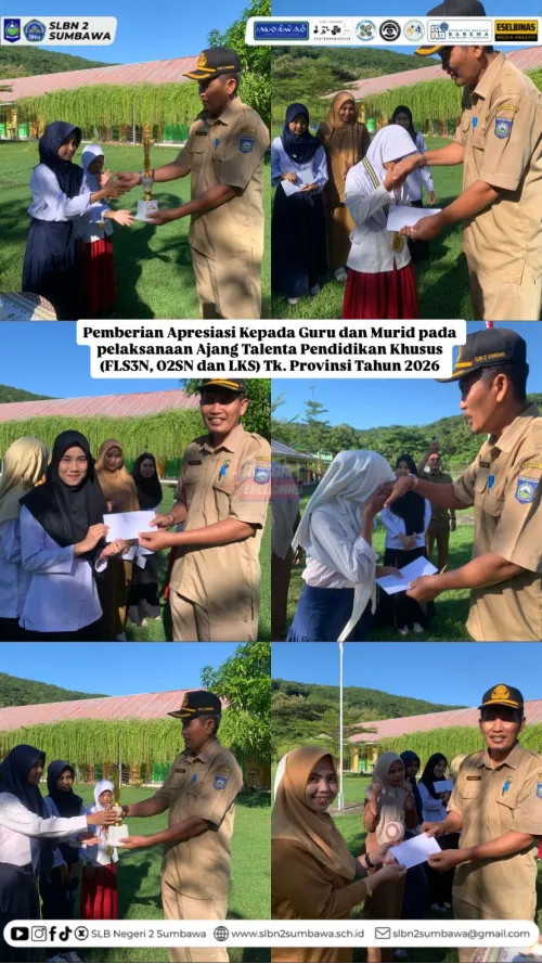 Pemberian Apresiasi untuk Guru dan Siswa pada Ajang Talenta Pendidikan Khusus Tingkat Provinsi NTB 2026