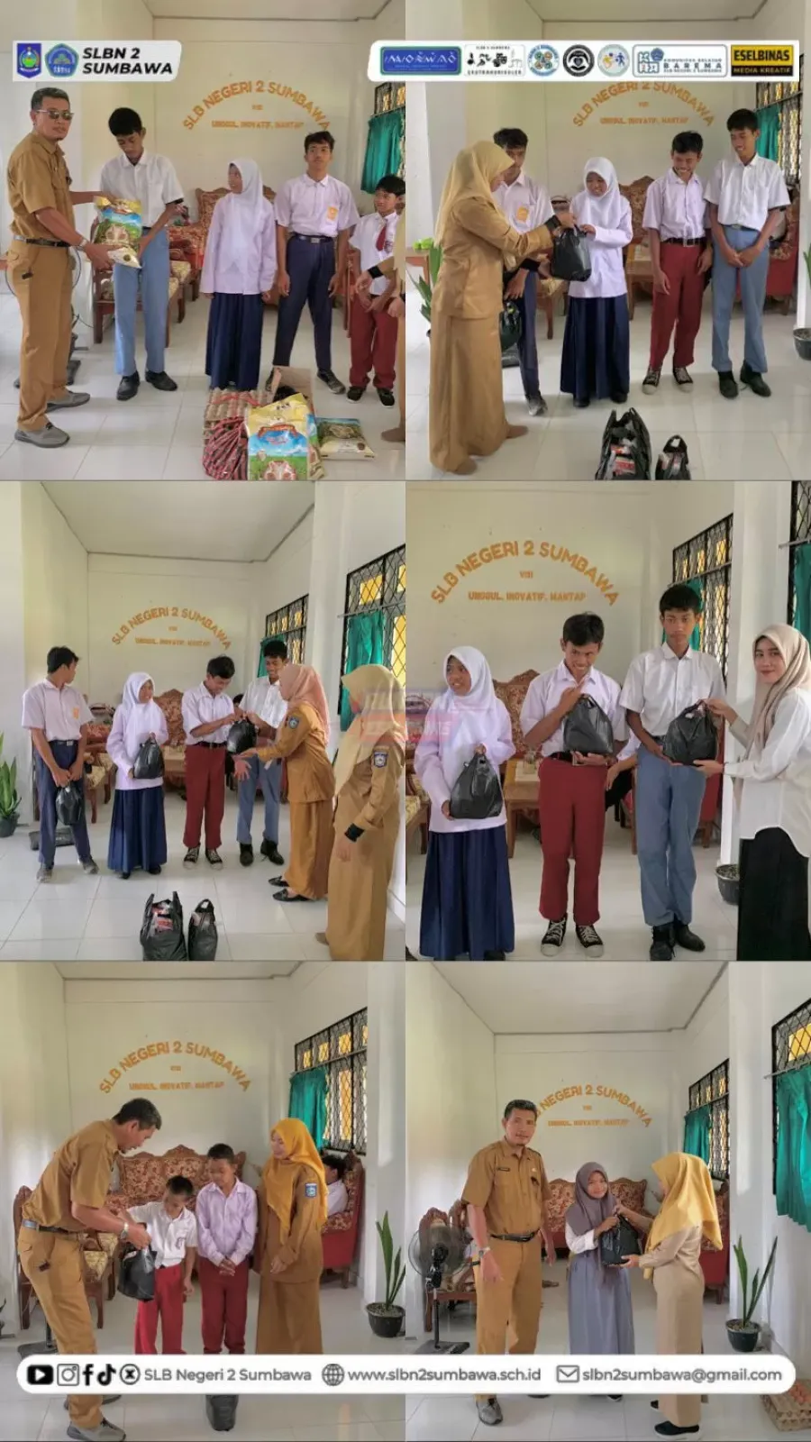 Siswa SLBN 2 Sumbawa Terima Bantuan Paket Sembako dari Para Donatur PLN UP2B NTB