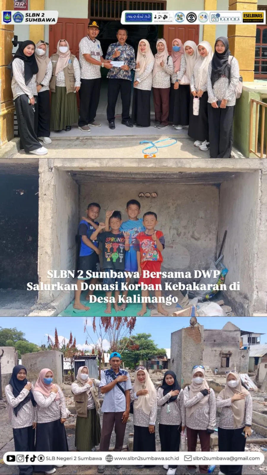 SLBN 2 Sumbawa Bersama DWP Salurkan Donasi Korban Kebakaran di Desa Kalimango