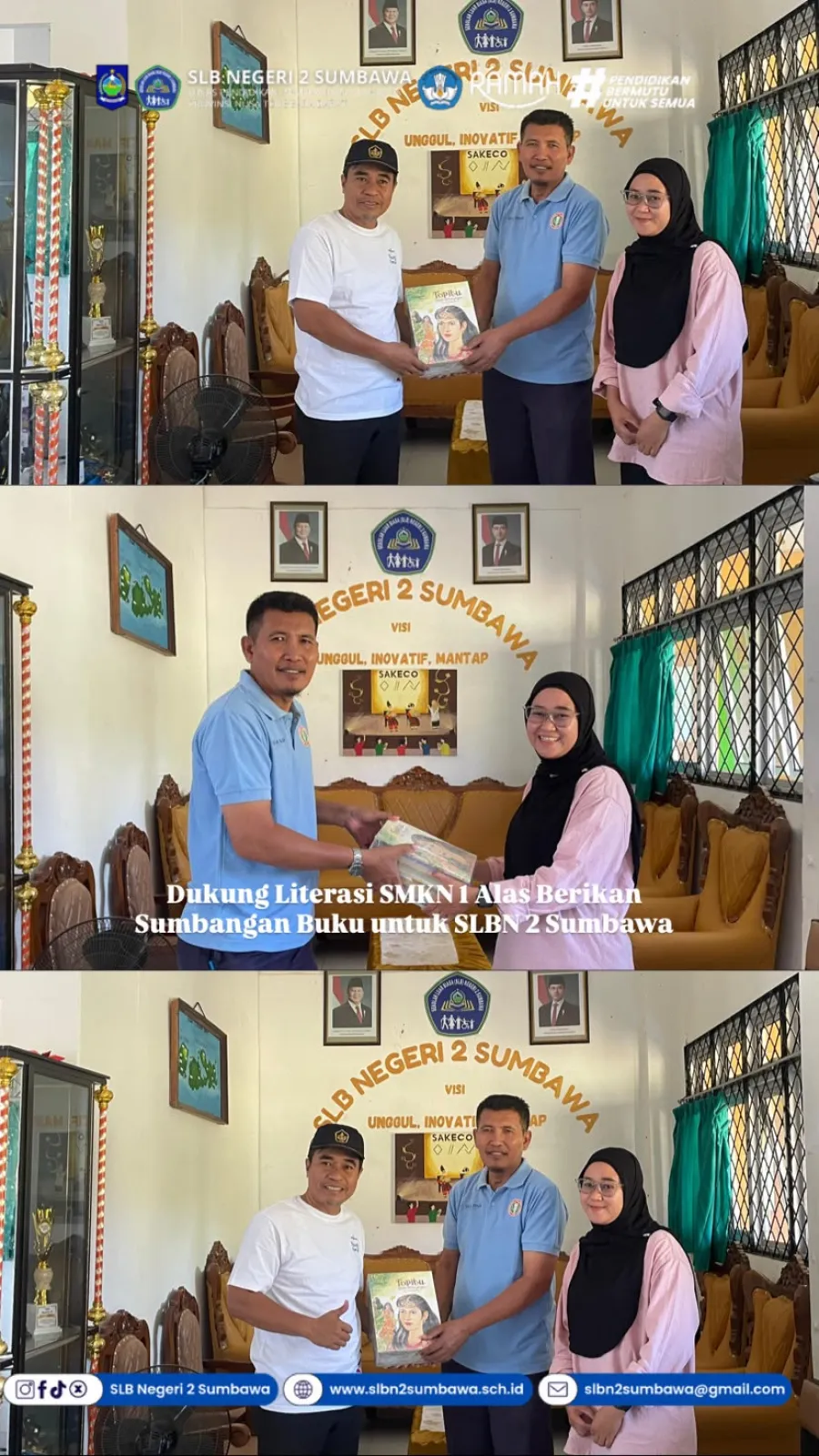 Dukung Literasi SMKN 1 Alas Berikan Sumbangan Buku untuk SLBN 2 Sumbawa