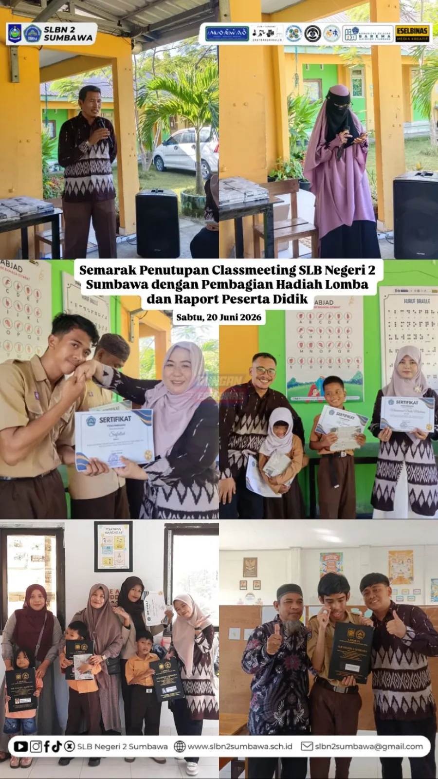Semarak Penutupan Classmeeting SLB Negeri 2 Sumbawa dengan Pembagian Hadiah Lomba dan Raport Peserta Didik