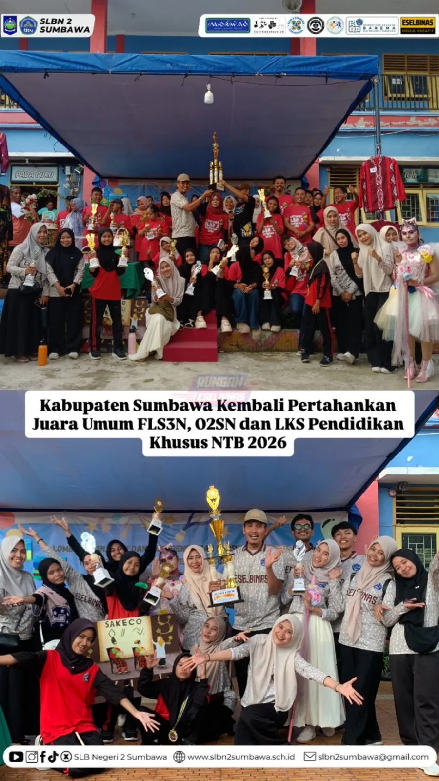 Kabupaten Sumbawa Kembali Pertahankan Juara Umum FLS3N, O2SN dan LKS Pendidikan Khusus NTB 2026