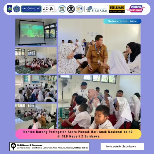 Nonton Bareng Peringatan Acara Puncak Hari Anak Nasional ke-40 di SLB Negeri 2 Sumbawa