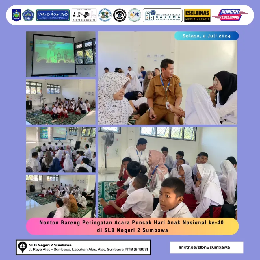 Nonton Bareng Peringatan Acara Puncak Hari Anak Nasional ke-40 di SLB Negeri 2 Sumbawa