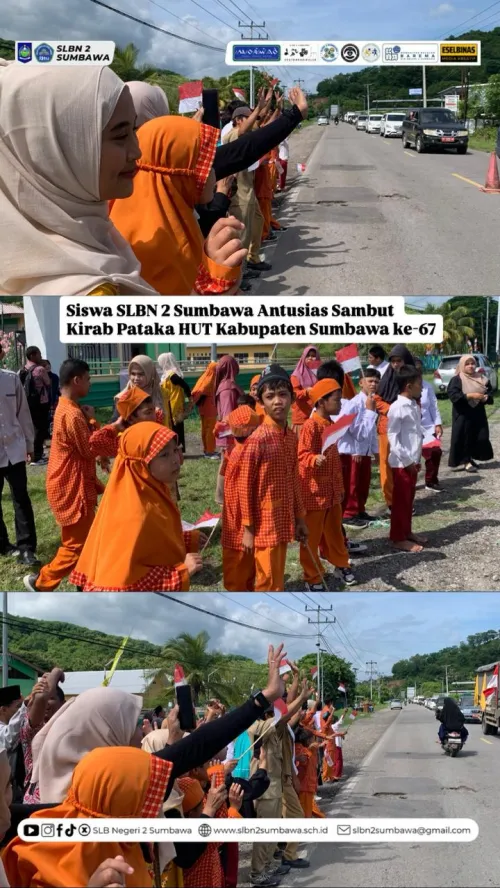 Siswa SLBN 2 Sumbawa Antusias Sambut Kirab Pataka HUT Kabupaten Sumbawa ke-67